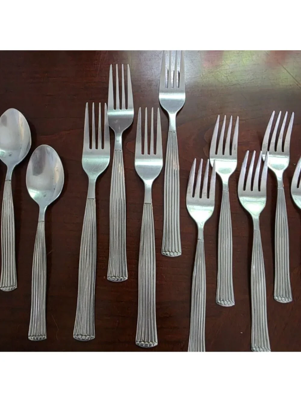 Alco Stainless 34-Piece Flatware Set Ribbed Handle Design Silverware Collection